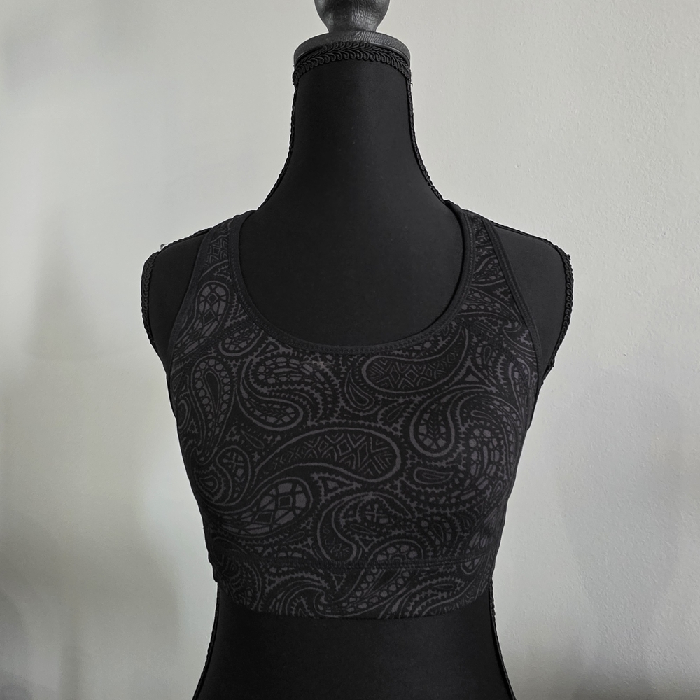 EUC Old Navy Black Paisley Sports Bra - Size M